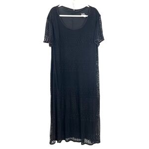 Vintage y2k Helene blake black crochet lace whimsigoth midi witchy dress boho 24